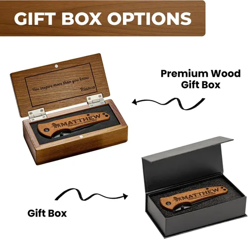 Miniatura 6 de Regalos de navaja personalizada para hombres, cuchillo de caza para él, regalo de Navidad personalizado para papá, novio, regalo grabado