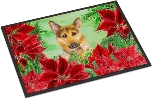 Miniatura 70 de Caroline's Treasures CK1311MAT Cavalier Spaniel Poinsettas - Felpudo de 18 x 27 pulgadas, tapete para puerta delantera, interior y exterior