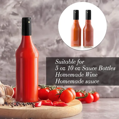 Miniatura 3 de Zonon 200 Piezas de Cápsulas Termorretráctiles de PVC para Botellas de Salsa Picante, Botellas Woozy de Vino de 28 x 50mm, Cápsulas de Tapas Negro