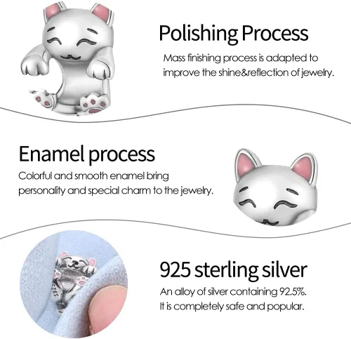Miniatura 5 de Pandach Dijes de plata de ley 925 para pulseras y collares, colgantes de mariposa y auriculares, dijes de trébol, joyería de regalo para mujeres