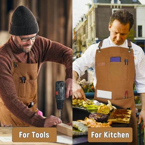 Miniatura 7 de Professional Chef Apron, 100% Cotton Canvas, Perfect for Cooking, Grilling, BBQ, and Kitchen Work, Durable & Stylish