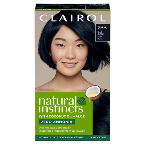 Clairol Natural Instincts - Tinte semipermanente para el cabello, color negro azul 2BB, paquete de 1 unidad 2BB Azul Negro