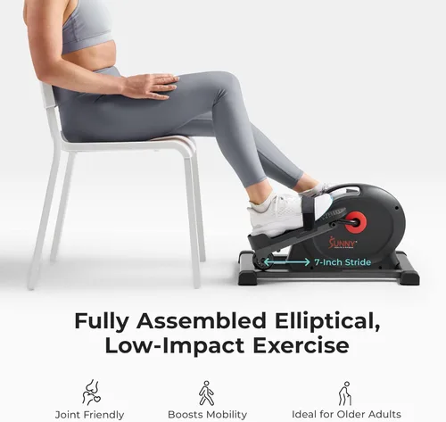 Miniatura 2 de Sunny Health & Fitness Under Desk Pedal Elliptical Machine, Adjustable Resistance Leg Exerciser Office Home Workout While Sitting for Seniors Negro