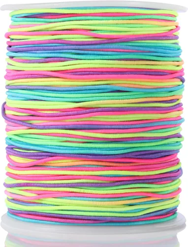 Miniatura 17 de KONMAY 3 rollos de cuerda elástica de goma de 1.5mm, 91 yardas de cuerdas elásticas mixtas para pulseras, collares, joyería y manualidades Mixto