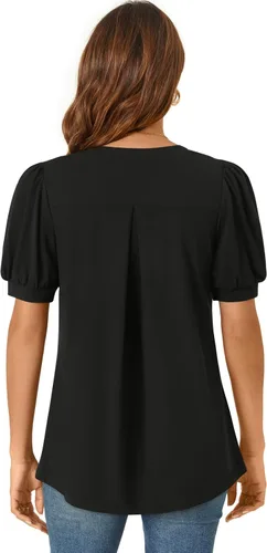 Miniatura 5 de Anyally Blusa casual de verano para mujer, manga corta, plisada, para el trabajo