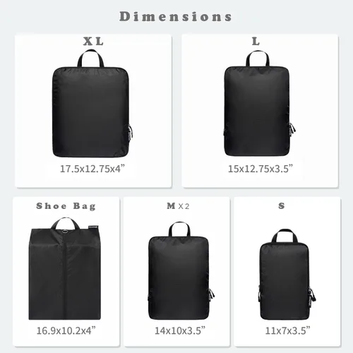 Miniatura 35 de BAGAIL 4 Set/6 Set Ultraligero Compresión Embalaje Cubos Organizador de Embalaje para Accesorios de Viaje Equipaje Maleta Mochila