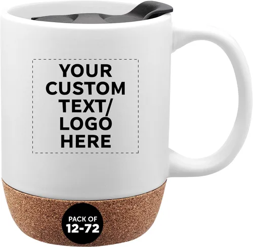 Miniatura 16 de Tazas de cerámica personalizadas Barista con fondo de corcho, 13 onzas, juego de 12/36/72, paquete personalizado a granel, perfecto para café, té