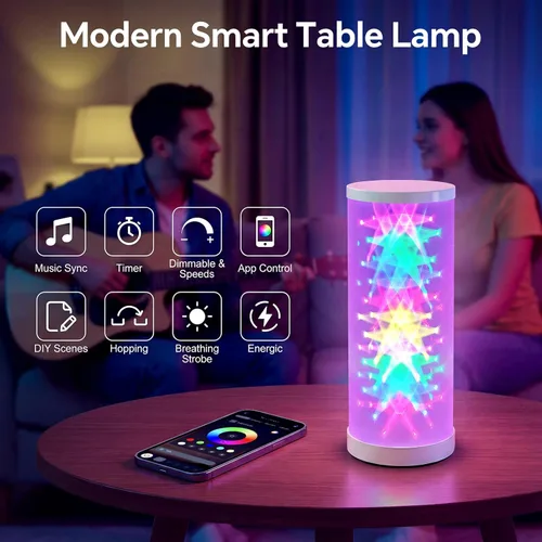 Miniatura 4 de WORLD WIN Prism Glow - Lámpara de mesa RGB – Luz nocturna inteligente que cambia de color para dormitorio, sala de estar y configuración