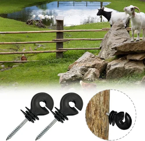 Miniatura 3 de SagaSave Aislador autorroscante eléctrico de cercado eléctrico para postes de madera, aisladores de valla eléctrica, aisladores de cercas