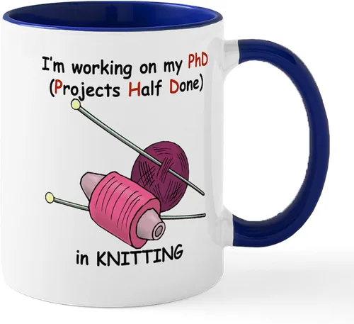 Miniatura 15 de CafePress Knitting Phd (Projects Half D Mug 11 oz (11.0 fl oz) Taza de café de cerámica