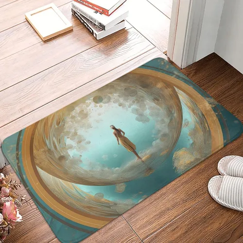 Miniatura 14 de Tapete para puerta delantera, bonito tapete de bienvenida con estampado de animales marinos y manatíes, absorbente, antideslizante, tapete