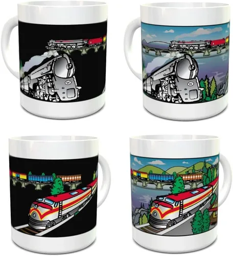 Taza mágica de trenes, taza que cambia de color, taza de café, regalo de tren