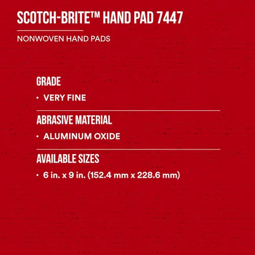 Miniatura 4 de 3M Scotch-Brite 7447 - Almohadilla de mano de uso general, grado muy fino, 6 x 9 pulgadas, paquete de 30, óxido de aluminio, preparación