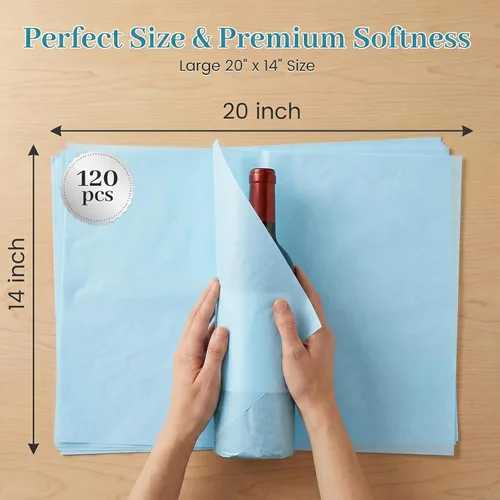 Miniatura 5 de Shindel 120 hojas de papel de seda azul, papel de seda azul claro de 20 x 14 pulgadas para bolsas de regalo, Navidad, cumpleaños, boda, baby shower
