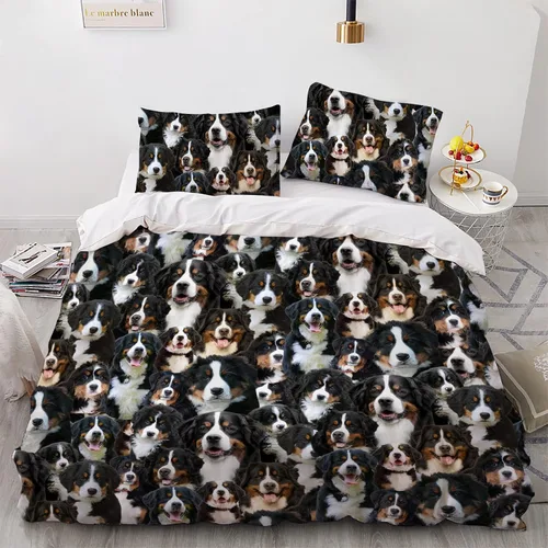 Miniatura 8 de Airedale Terrier - Juego de funda de edredón con estampado de cara de perro, juego de ropa de cama de 3 piezas, juego de funda de edredón suave