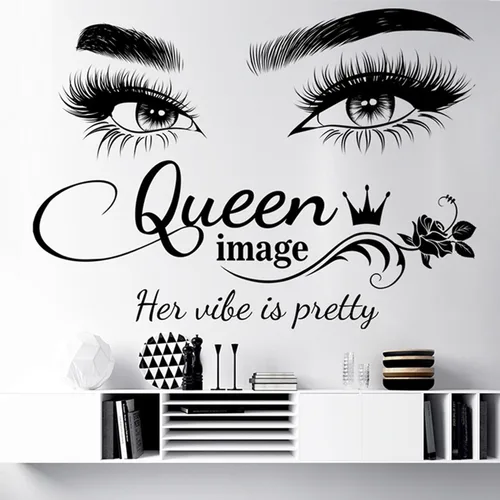 Miniatura 4 de Arawat Calcomanías de pared de pestañas para dormitorio, citas de ojos de reina, murales para decoración de sala de estar, calcomanías de decoración