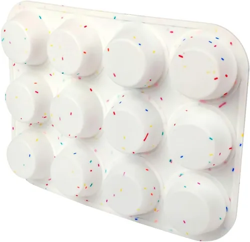 Miniatura 3 de SHEbaking Molde de silicona para magdalenas, 12 tazas, moldes para magdalenas, moldes antiadherentes para hornear muffins, fácil liberación, Varios