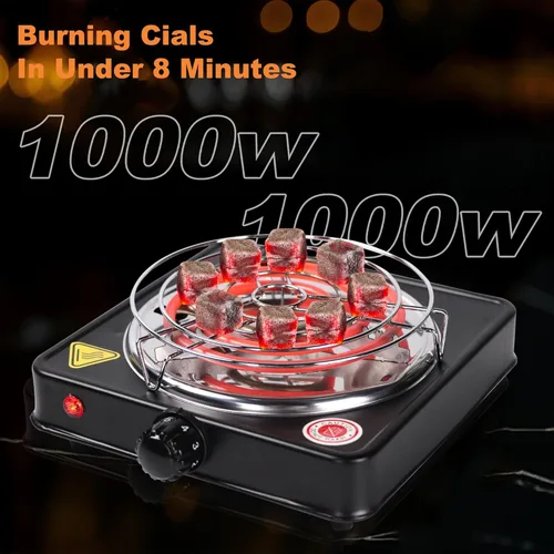 Miniatura 3 de Estufa de carbón eléctrico, placa caliente portátil, quemadores de carbón, placa calefactora, 1000 W, calentador de arranque de carbón con pinzas
