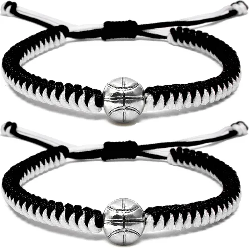 MANYC - Pulseras de baloncesto ajustables para niños, niñas y adultos, regalos hechos a mano para jugadores de baloncesto