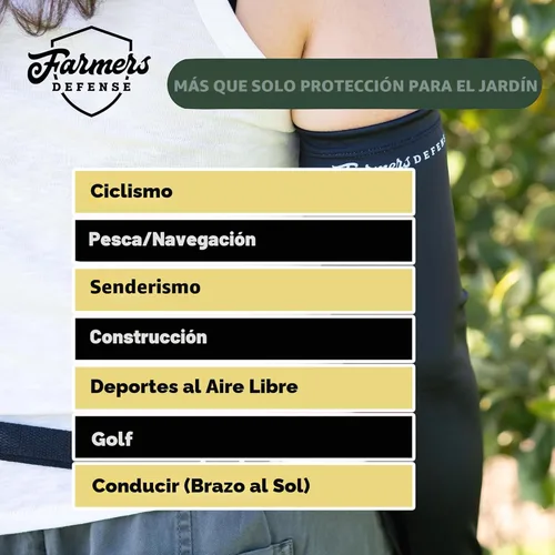 Miniatura 3 de FARMER'S DEFENSE Mangas de brazo de jardinería, manga protectora de enfriamiento UV para mujeres y hombres, cubierta antiarañazos, protección solar