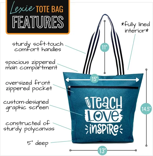 Miniatura 22 de Brooke & Jess Designs Teacher Tote Bag for Work - Teacher Handbag Gifts for Women, Teacher Bag Best Teacher Appreciation Gift