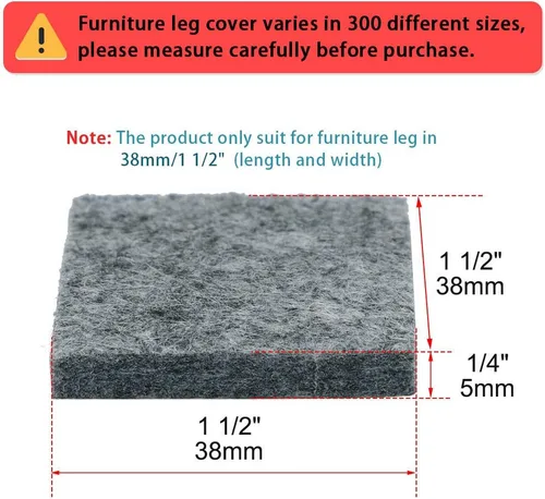 Miniatura 2 de uxcell 30pcs Muebles Almohadillas Cuadradas 1 1/2" Autoadherente Antiarañazos Antiarañazos Almohadillas de Fieltro Protector de Pisos Gris
