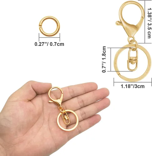 Miniatura 5 de 30 llaveros dorados con cierre de langosta para la fabricación de joyas, cierre de langosta de metal, clips de gatillo giratorios con cierres
