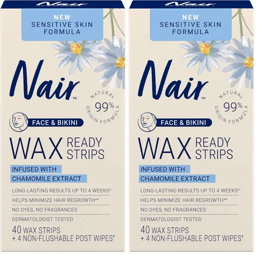 Miniatura 11 de Nair Tiras de cera para depilación sensible, tiras de cera para depilación facial y bikini, 40