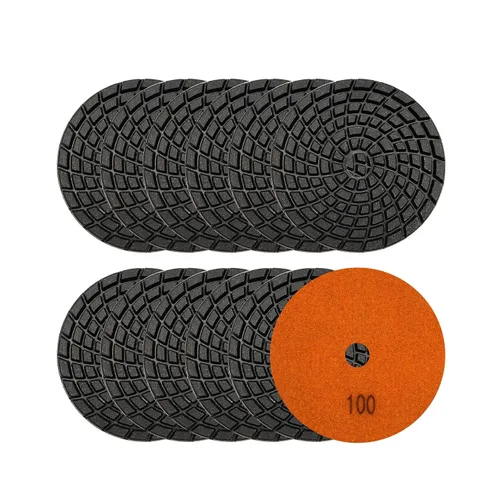 Miniatura 9 de SHDIATOOL Almohadillas de pulido de diamante de 4 pulgadas para hormigón, grano 50, paquete de 12 – pulido en húmedo, diseño turbo en espiral