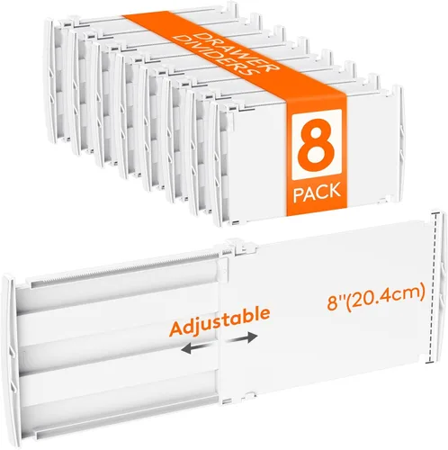Miniatura 11 de Lifewit - Paquete de 4 separadores de cajones de 8 pulgadas de alto, 13.8 a 22.2 pulgadas, organizadores de cajones profundos ajustables