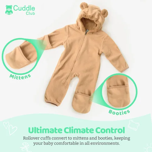 Miniatura 21 de Enterizo de vellón para bebé, rómper de una sola pieza con capucha para niños, ropa para exteriores, chaqueta infantil