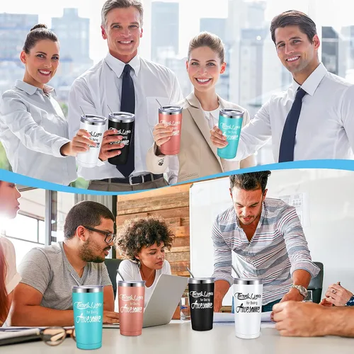 Miniatura 3 de Suclain Regalos de agradecimiento a los empleados Regalos de «Gracias por ser increíble» Vaso de 20 onzas de acero inoxidable con tapa y pajita