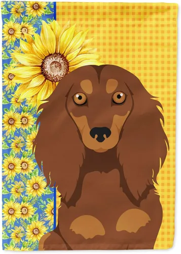 Miniatura 346 de Caroline's Treasures WDK5331CHF - Bandera de verano con diseño de girasoles rojos y blancos, manga grande, para porche, para colgar en la pared