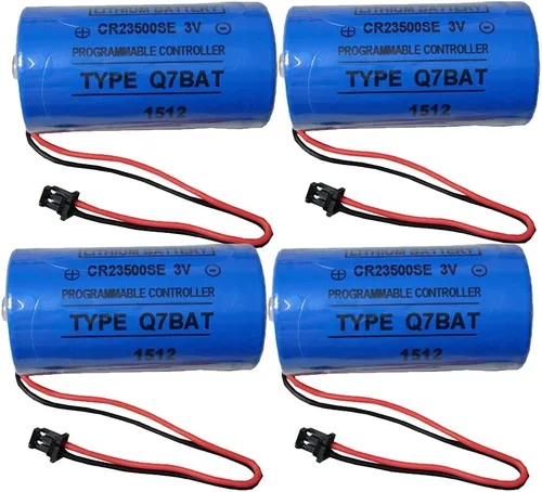 Q7BAT CR23500SE para QNS Q Series PLC Baterías de litio de repuesto industrial con enchufe 3V 5000MAH (paquete de 4)