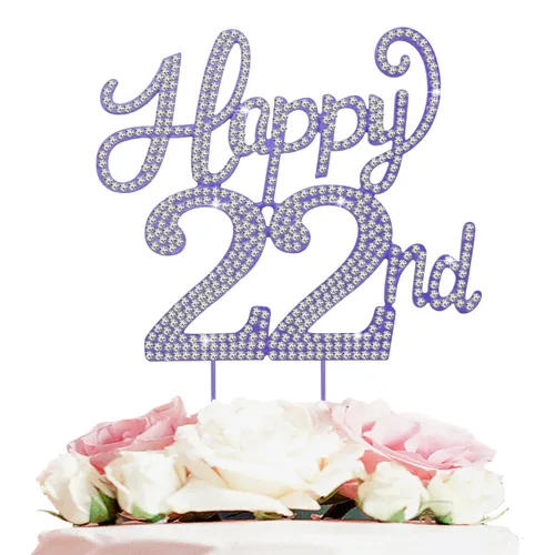 Miniatura 75 de LASKYER Decoración de feliz cumpleaños número 10, decoración de pastel de diamantes de imitación dorados de 10º cumpleaños – Letrero de metal