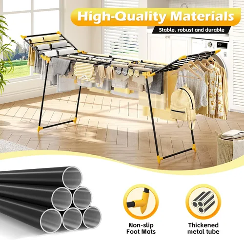 Miniatura 5 de APEXCHASER Tendedero plegable para ropa de cama, toallero, resistente, para uso en interiores y exteriores, 21.9 pulgadas de ancho x 100 pulgadas