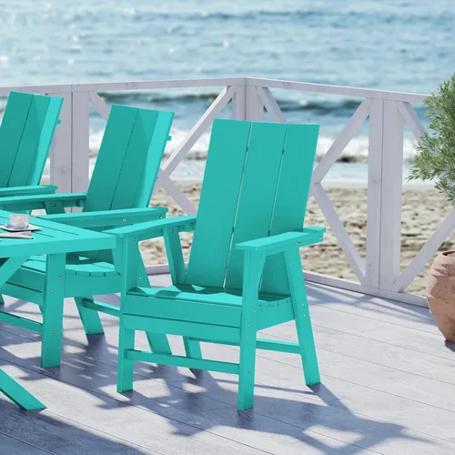 Miniatura 45 de WestinTrends Malibu Outdoor Patio HDPE Adirondack Silla de comedor para patio, color negro