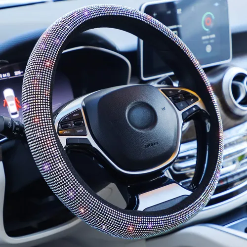 Miniatura 13 de Carwales - Funda para volante de coche con brillantes para mujeres y niñas, 15 pulgadas, universal, de diamantes de imitación de cristal colorido