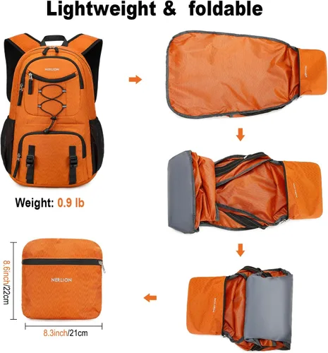 Miniatura 4 de Nerlion - Mochila de viaje ligera y plegable de 35 litros para hombres y mujeres, para campamento, impermeable, para senderismo, al aire libre