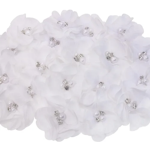 Miniatura 8 de PENTA ANGEL 20 adornos de flores de gasa de tela de 2 pulgadas con perlas de diamantes de imitación para mujeres, vestidos de manualidades, ramos