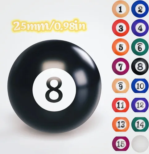 Miniatura 2 de Juego de 16 mini bolas de billar de 0.98 pulgadas, mini bolas de billar de resina con 8 colores para diversión familiar, entretenimiento