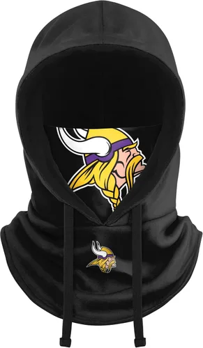 FOCO NFL - Gorro de invierno con capucha y cordón ajustable con logotipo del equipo de la NFL, color negro