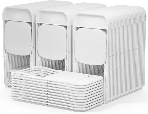 Miniatura 11 de VINGLI Juego de sillas plegables, asiento plegable portátil y cómodo para adultos, marco de metal con panel de plástico, ideal para fiestas, Negro