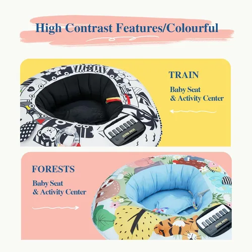 Miniatura 6 de Lovvie & Joy Asiento para bebé y anillo de centro de actividad de juego, asientos blandos para bebés para sentarse en silla de 0 a 6 meses, recién