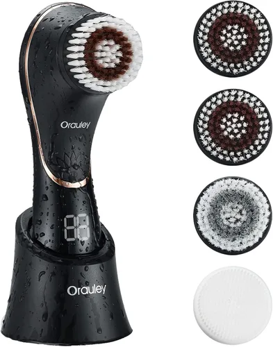 Cepillo de limpieza facial, limpiador facial eléctrico recargable, IPX-7, limpiador giratorio impermeable para exfoliación, masaje y limpieza