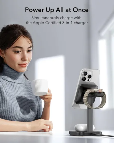 Miniatura 3 de ESR Estación de carga inalámbrica 3 en 1 para Apple [certificado], cargador portátil para Apple Watch y soporte de cargador MagSafe, cargador