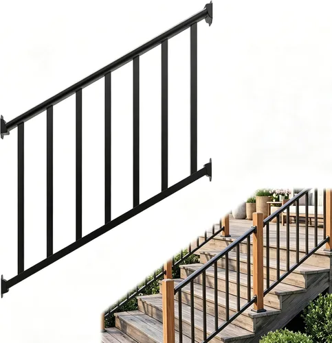 Miniatura 43 de Barandillas de mano para escalones al aire libre, pasamanos de escalera de 2 escalones y barandilla de escalera interior, barandillas Metty Metal
