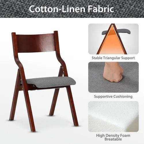 Miniatura 5 de OS MOTOR Juego de 2 sillas plegables con asiento acolchado, sillas de comedor portátiles con respaldo y cojín de diseño ergonómico, para comedor