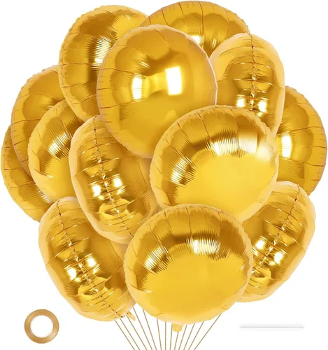 Miniatura 14 de 20 globos redondos negros, globos redondos de aluminio de 18 pulgadas, globos redondos gigantes de helio de Mylar para fiestas de cumpleaños, baby