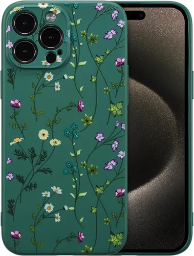 Miniatura 42 de RALEAVO Funda Floral para iPhone 12, Cubierta de Silicona Líquida con Bonito Patrón de Rama de Flores para Niñas y Mujeres, Funda Protectora de Goma